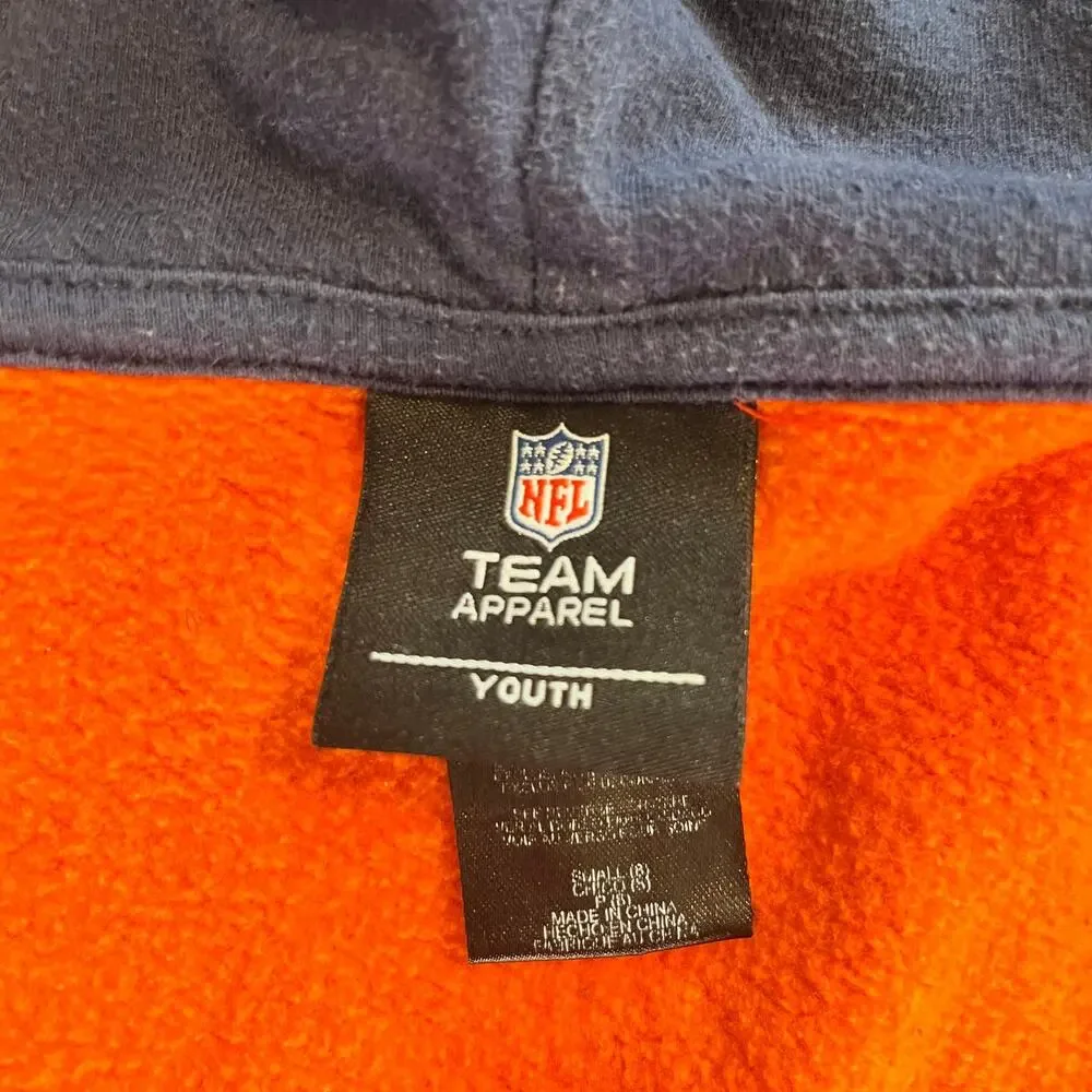 NFL Denver Broncos Orange football team apparel zip up hoodie boys Youth small
